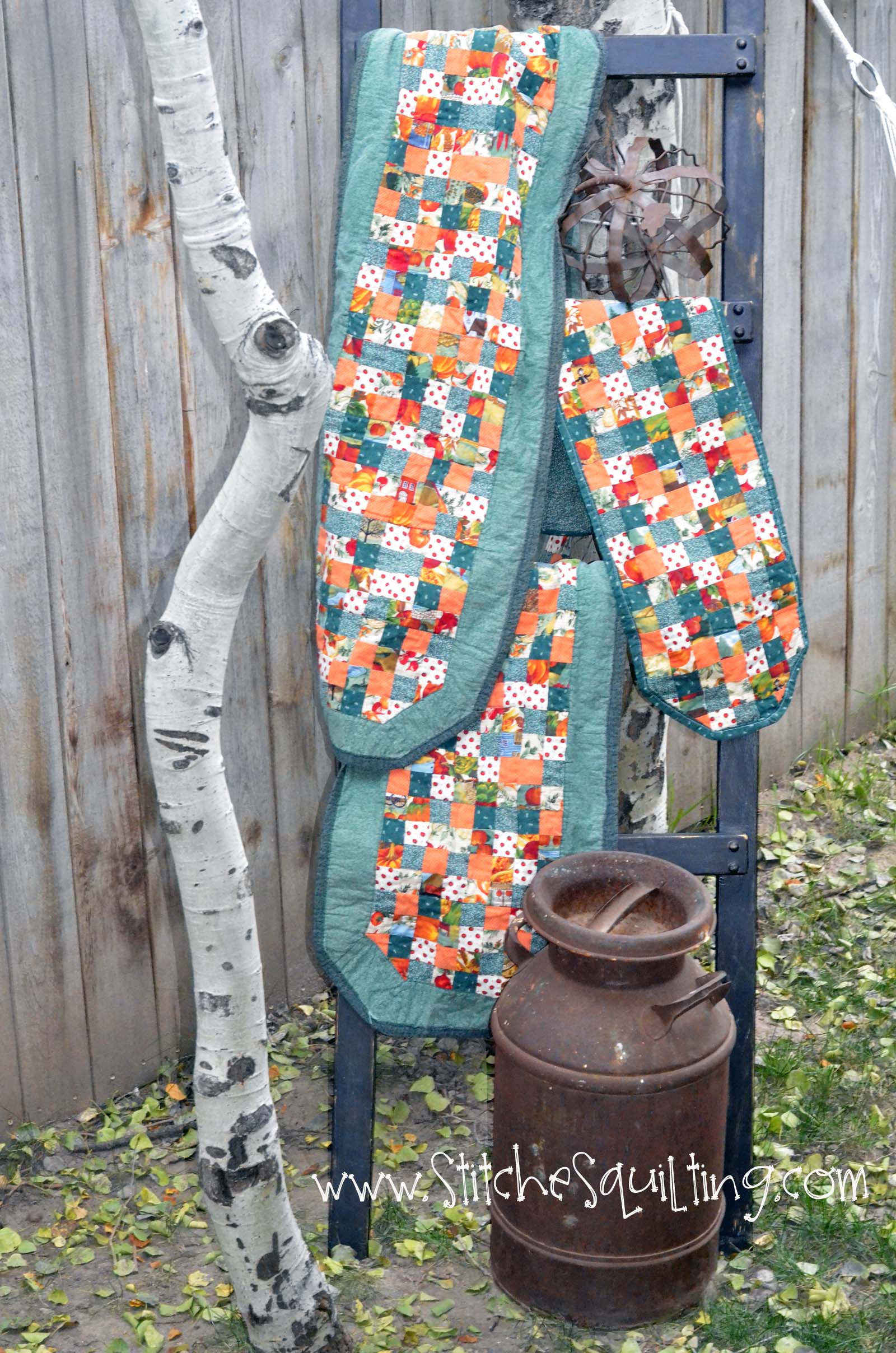 Easy Fast Fall Table Runner to make fast and use those scraps