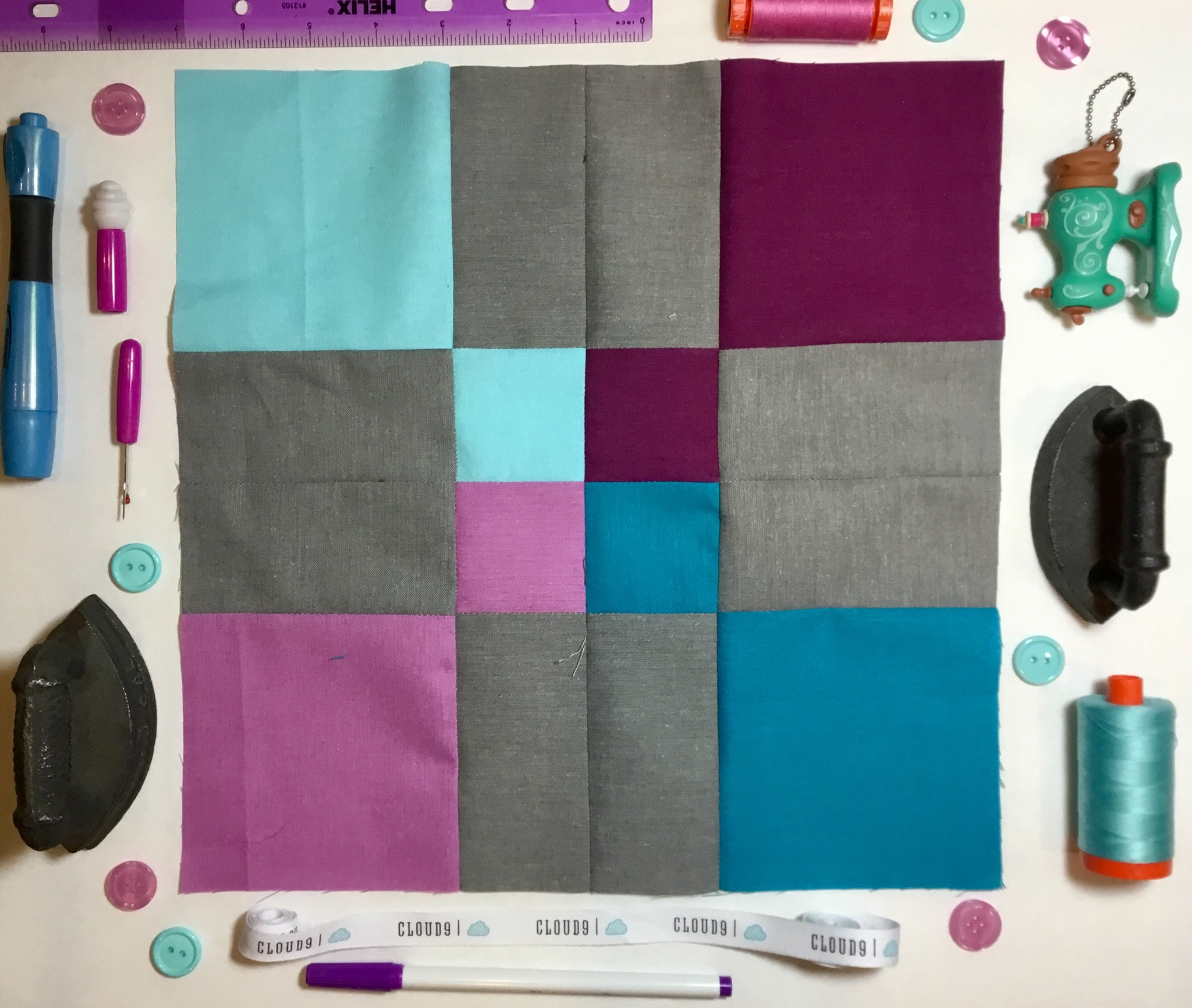 Four Square in a Nine Path Modern Block Cloud9 Cirrus Solids